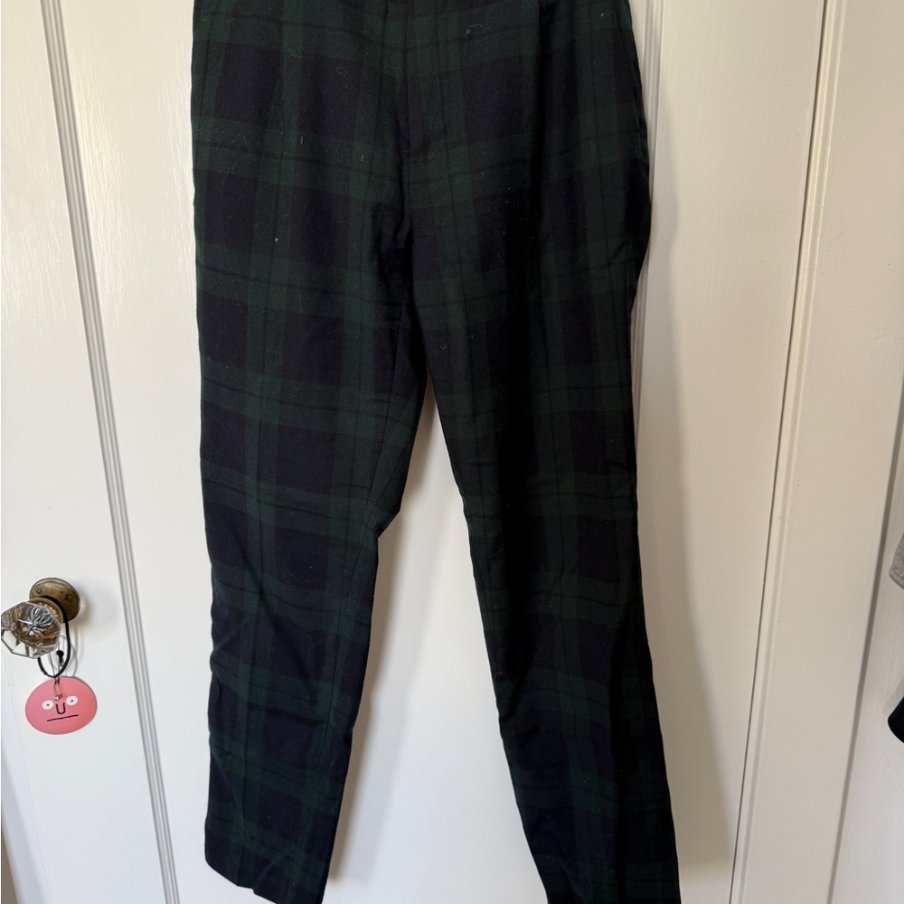 Muji Black and Green Plaid wool Pants